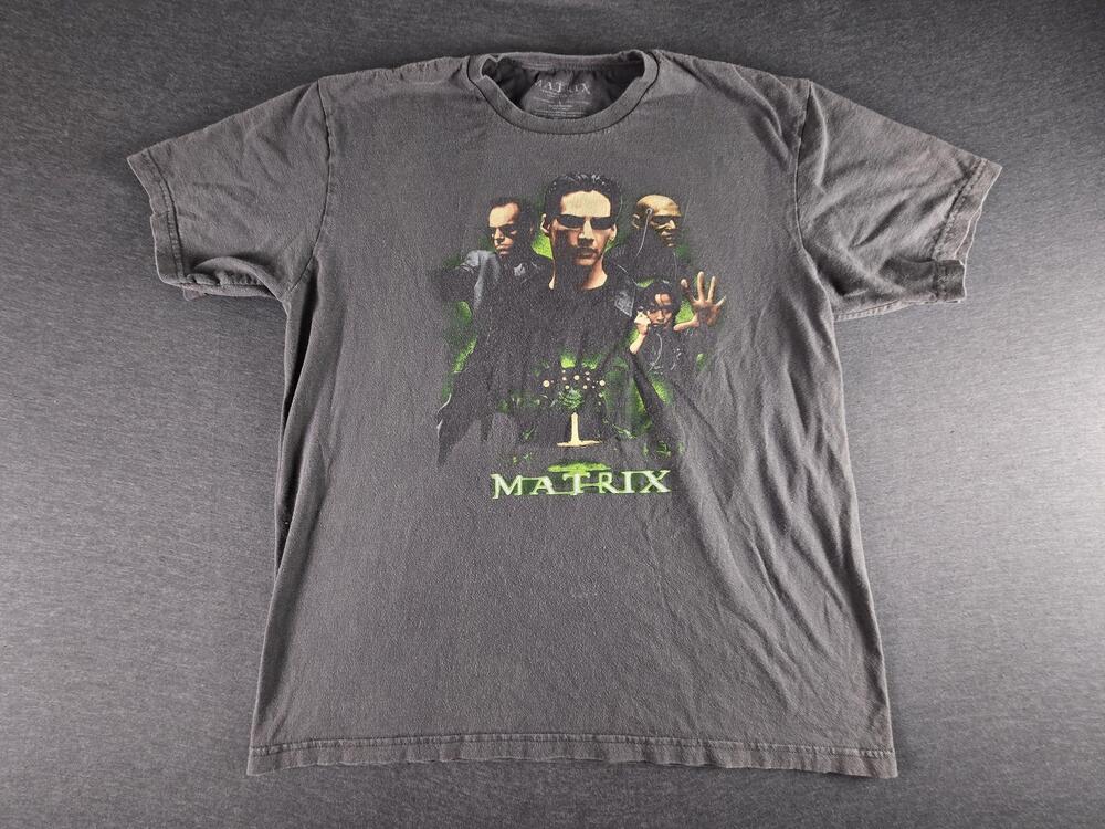 Matrix Shirt Mens Large Black Neo Trinity Morpheus Graphic Movie Sci-Fi Tee Y2K